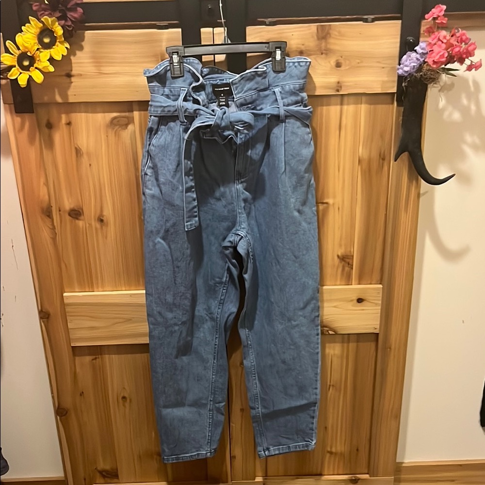 Who What Wear Denim Tie-Waist Straight Leg Jeans